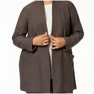 Eileen Fisher Washable Stretch Crepe Open-Front Brown Jacket  Sz XL/TG